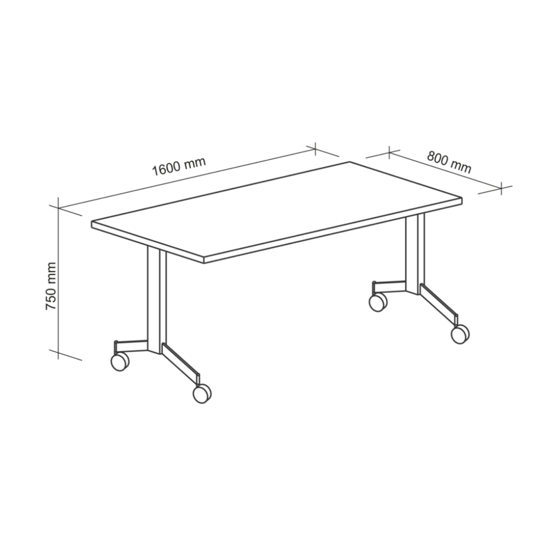 Klapptisch auf Rollen mit Y-Fuß, Gestell Silber, 160 x 80 cm – Bild 6