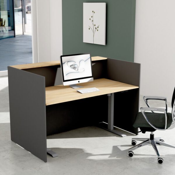 Empfangstheke Marino, Breite 166 cm, Akustik Front Eiche, Anthrazit – Bild 2