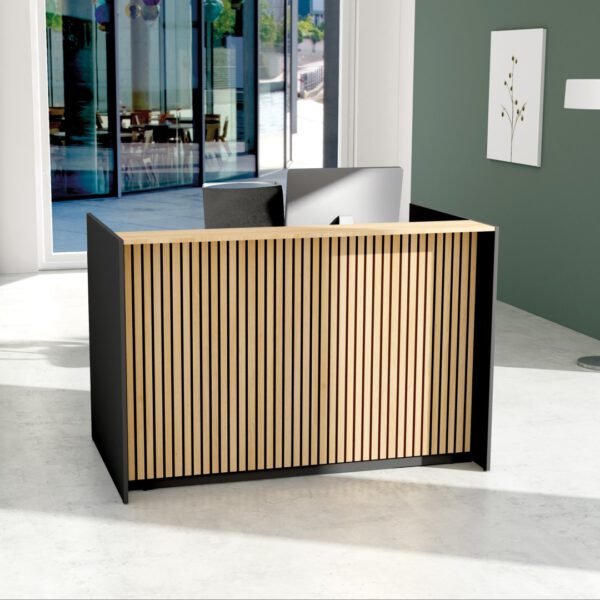 Empfangstheke Marino, Breite 166 cm, Akustik Front Eiche, Anthrazit