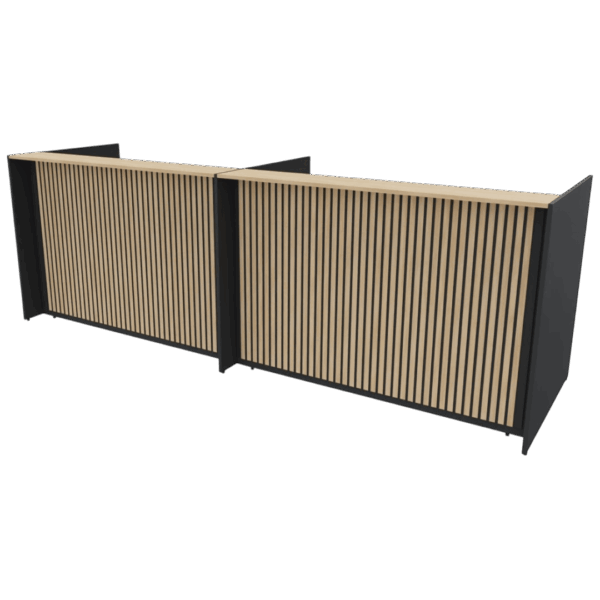 Empfangstheke Marino, Breite 328 cm, Akustik Front Eiche, Anthrazit – Bild 3