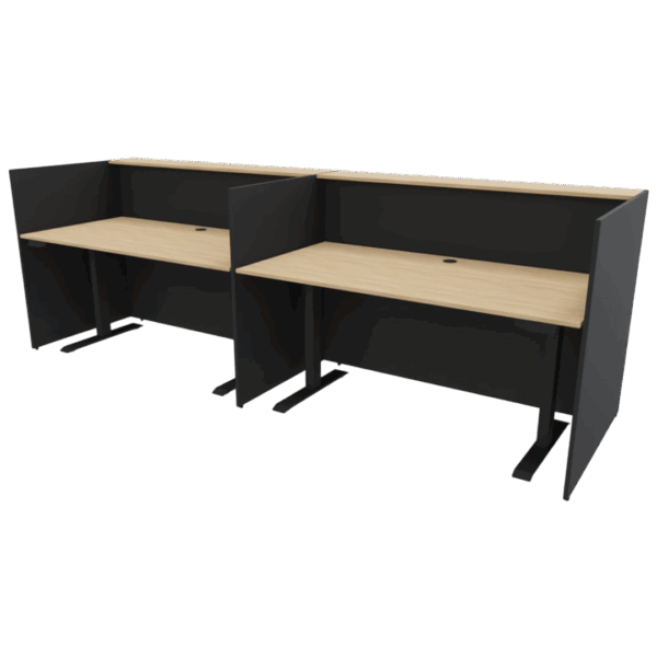 Empfangstheke Marino, Breite 328 cm, Akustik Front Eiche, Anthrazit – Bild 4