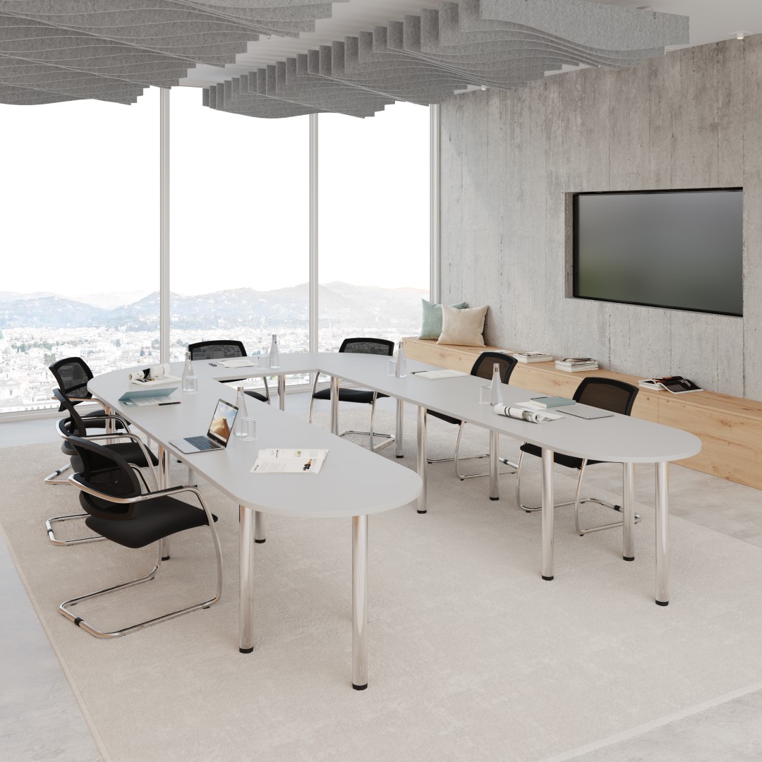 Akustik Baffeln Sinus Welle 150x100 cm – Schallschutzklasse C, schwer entflammbar B1, grau-meliert oder weiß – Bild 4