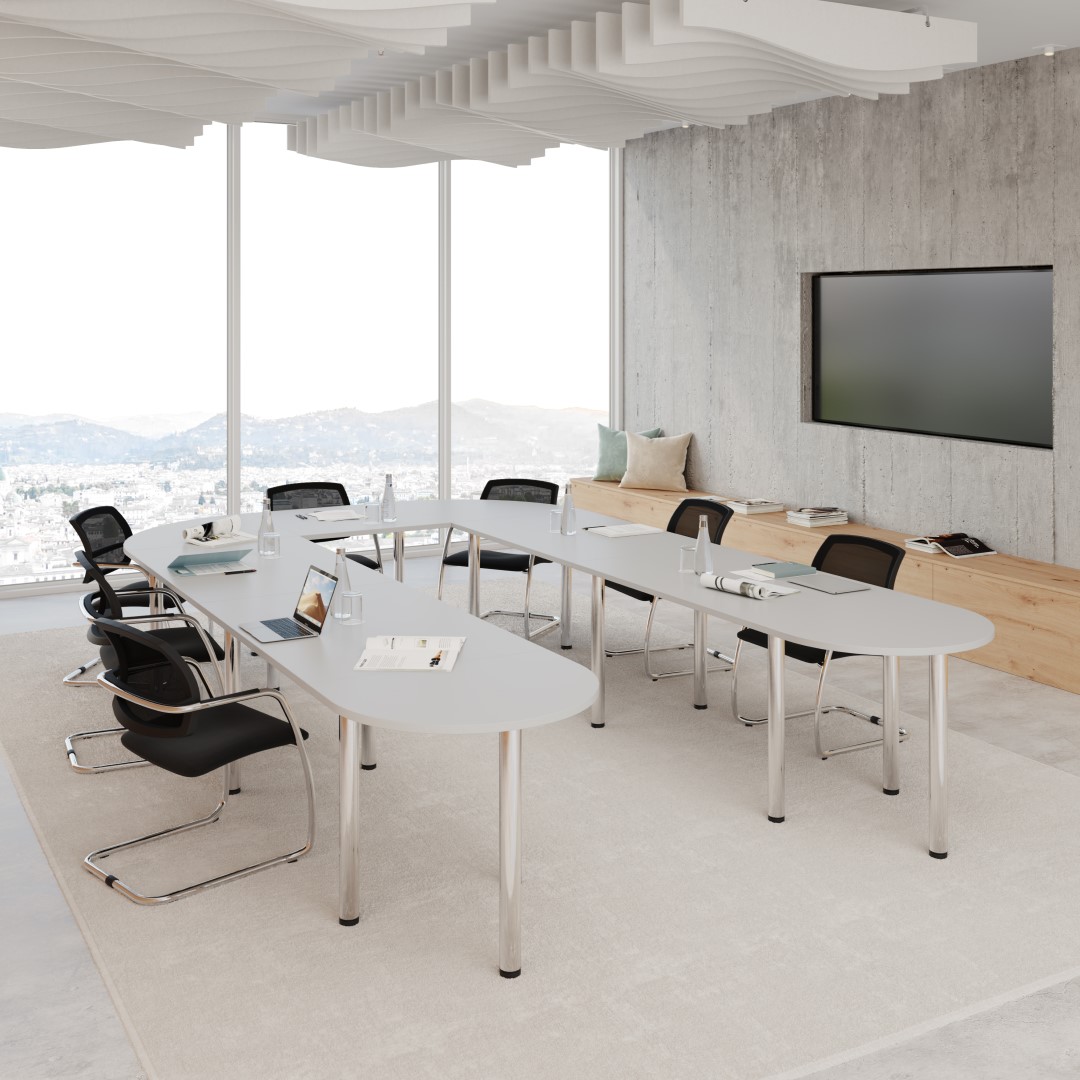 Akustik Baffeln Sinus Welle 150x100 cm – Schallschutzklasse C, schwer entflammbar B1, grau-meliert oder weiß – Bild 3