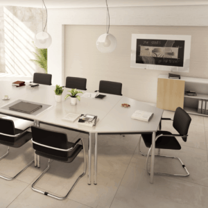 Besprechungstisch Rundfuß – Verchromtes Vier-Fuß-Gestell