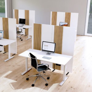 Trennwand Oxford - Raumteiler mit Schallschutz - Höhe 165 cm, Breite 60 oder 80 cm, Weiß - Eiche Dekor