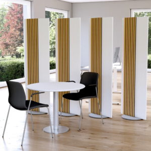 Trennwand Oxford - Raumteiler mit Schallschutz - drehbar - Höhe 165 cm, Breite 60 cm, Weiß - Eiche Dekor