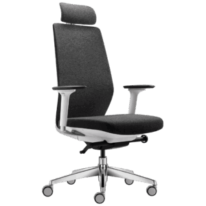 Ergonomischer Bürodrehstuhl mit hoher Rückenlehne, Weiß - Graumeliert